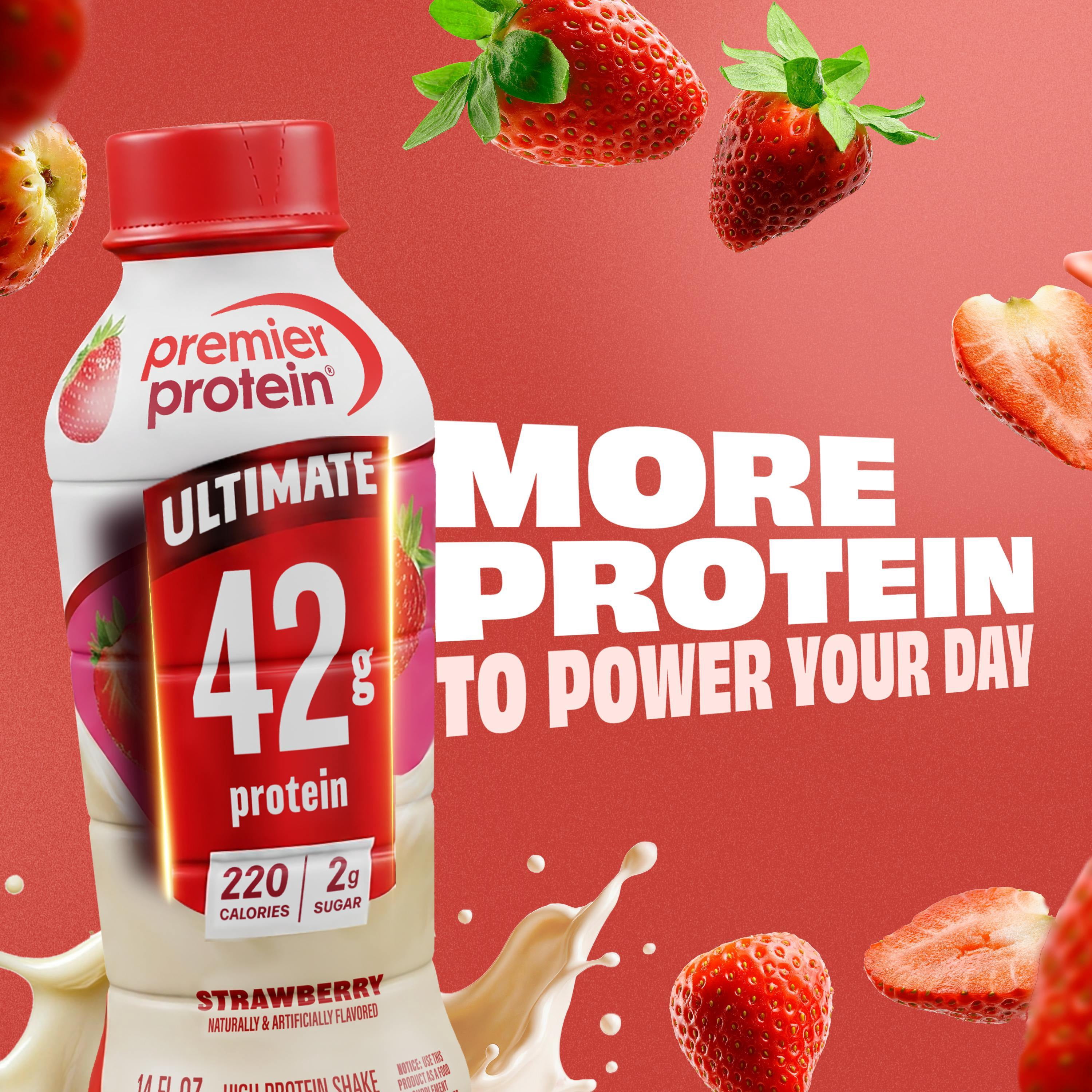 Premier Protein, Ultimate 42g Protein Shake, Strawberry, 14 Fl Oz, 12 Ct