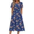 thumbnail image 3 of Fantaslook Summer Short Sleeve Midi Dresses for Women Casual Floral T Shirt Dresses Flowy Beach Sundress with Pockets, 3 of 9