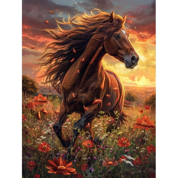 Embroidery Kit Animal horse Stamped Counted Cross Stitch Kits For Beginners 16x20in