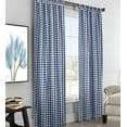 thumbnail image 1 of Plow & Hearth 84"L x 80"W Thermalogic Check Tab-Top Curtain Pair, in Blue, 1 of 2