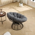 thumbnail image 5 of CQSXDA 360° Swivel Indoor Outdoor Rattan Chair With Brown Frame And Soft Cushion, Ergonomic Papasan For Reading Room Living Room And Bedroom Use, Grey, 5 of 14