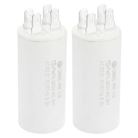 CBB60 10uF Running Capacitor,2pack AC250V 4 pins 50/60Hz Cylinder 1.25 x  2.73inch