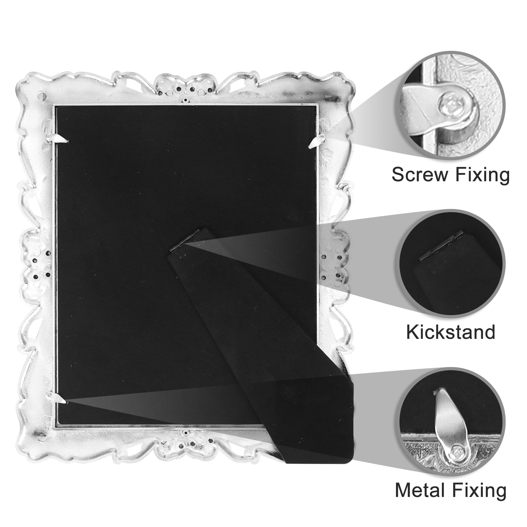 Unique Bargains Picture Frame Retro Plated Picture Frame Decorated Silver 7x10