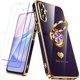 thumbnail image 1 of wonima44 for Samsung Galaxy A15 5G Case with 2 Pack Screen Protector, 360° Rotatable Ring Holder [Luxury Hearts Pattern] Plating Gold Edge Slim Soft Phone Cover Case for Galaxy A15 - Purple, 1 of 1