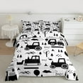 thumbnail image 2 of YST Construction Bedding Set Twin Size Equipment Trucks Comforter Set for Kids Boys Girls Decor Cartoon Car Excavator Tractor Comforter Black White Duvet Set Bedroom Quilt Set, 2 of 7