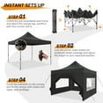 thumbnail image 6 of SANOPY 10x10 FT Pop Up Canopy Tent Outdoor Heavy Duty Commercial Instant Shelter Waterproof Party Tent Gazebo with 4 Removable Sidewalls, Roller Bag and 4 Sandbags, Black, 6 of 12