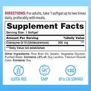 Vitamin World CoQ10 200 mg Softgels, Coenzyme Q10 Supplements for Antioxidant Support, Heart Health & Energy Production, Gluten Free, 120 Rapid Release Softgels