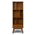 thumbnail image 5 of Draper 64 inch x 22 inch Solid Wood Mid Century Modern Bookcase and Storage Unit in Teak Brown, 5 of 6