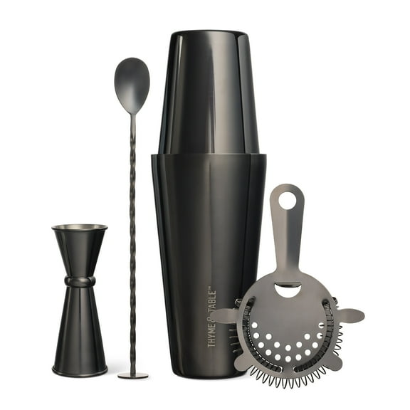 Thyme & Table 4 -Piece Stainless Steel Black Bar Tool Set