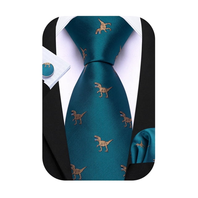 Necktie Barry.Wang - Set de pañuelos de seda con diseño de dinosaurio (160 cm)
