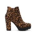 thumbnail image 3 of DARING DIVA Chunky High Heel Platform Zipper Chelsea Boots Leopard 7, 3 of 7