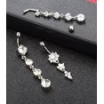 thumbnail image 4 of 3-6PCS 14G 316L Stainless Steel Belly Button Rings for Women Navel Rings Barbell Dangle Flower CZ Body Piercing, 4 of 7