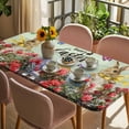 thumbnail image 3 of Spring Easter Bunny Table Cloths for 3 Foot Rectangle Tables, Green Wooden Red Floral Easter Eggs Patio Waterproof Elastic Fitted Tablecloths, Washable Rectangular Table Cover for Camping, 3 of 8