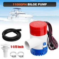 FungLam  1100 GPH Boat Bilge Water Pump 12V 1-1/8 Inch Dia Bilge Pump Plumbing Kit W/Hose