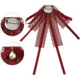 thumbnail image 3 of DARING DIVA Women's Ribbon Lace Bow Tie Pre-Tied Corsage Bow Tie Wine Red, 3 of 5