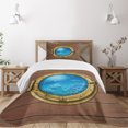 thumbnail image 3 of Ambesonne Shark Quilted Bedspread Set 2 Pcs, Submarine Chamber Window, Twin Size, Pale Caramel Blue Yellow, 3 of 6