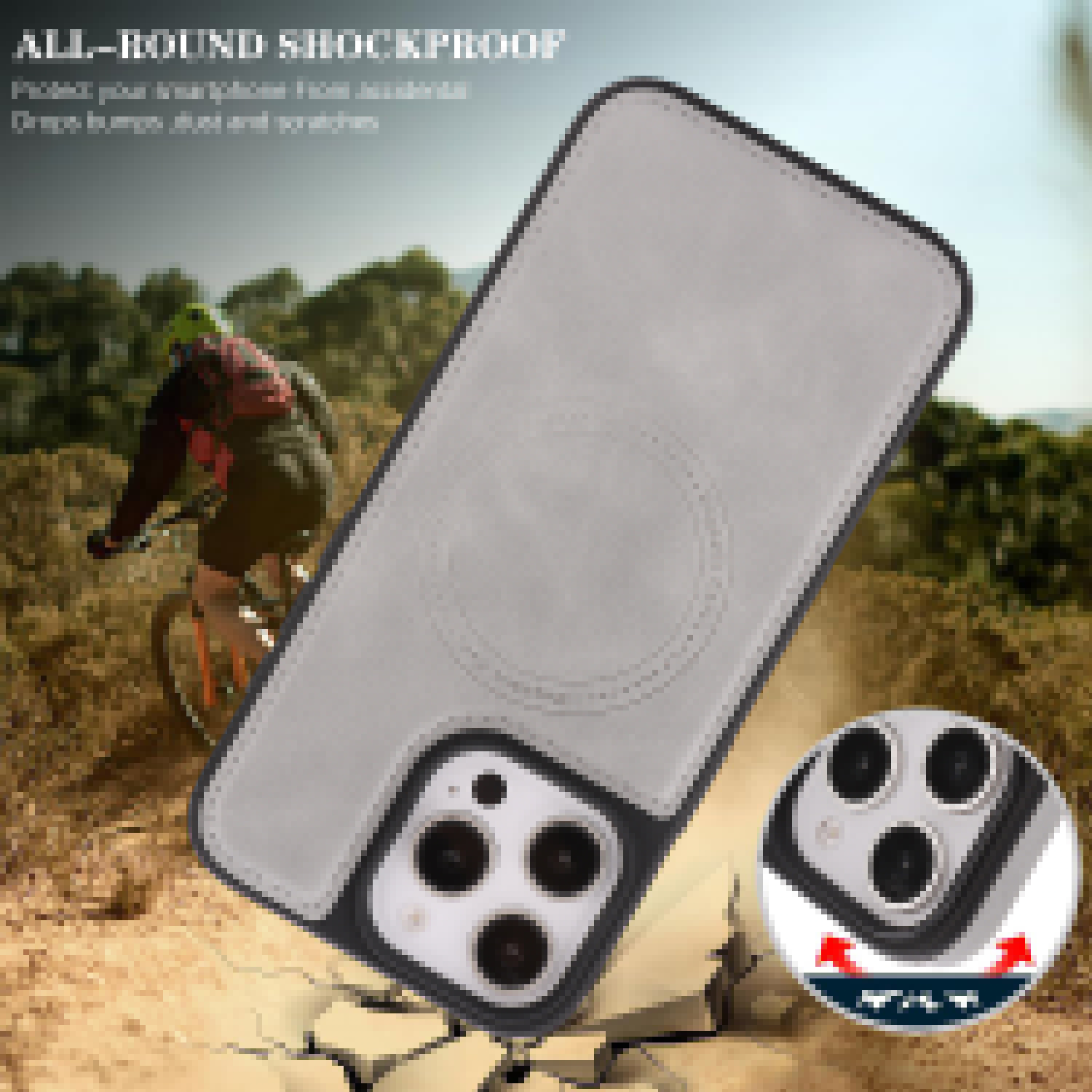 thumbnail image 3 of Magnteic For iPhone 14 Phone Case,Ultra Slim Anti-Scratch PU Leather Back+TPU Bumper Protective,Compatible with Mag-Safe,Anti-fall Lightweight Shockproof Thin Fit Durable Phone Case,Gray, 3 of 4