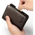 thumbnail image 4 of MANBANG Tarjetero Plegable de Cuero Genuino con Cierre y Bolsillo para Monedas, 4 of 6