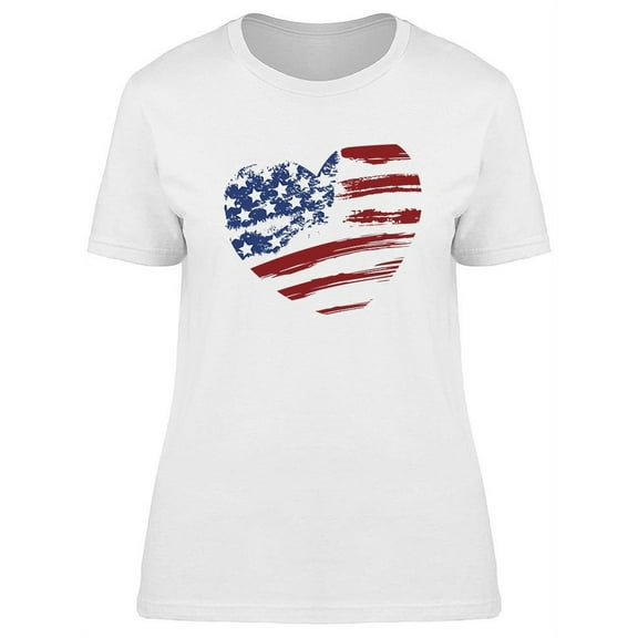 Grunge Usa Heart Flag  T-Shirt Women -Image by Shutterstock, Female Large