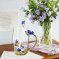 thumbnail image 4 of STP GOODS Graceful Bloom Enamel Glass Mug with Spoon in Gift Box 11.8 fl oz (350 ml) Floral Cup with Teaspoon Coffee and Tea Mug, Blue Clear, 4 of 6