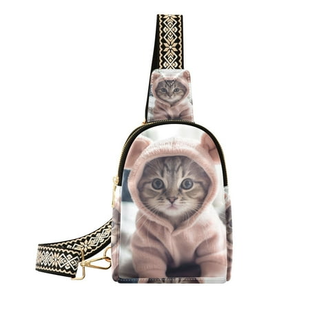 Cat Hoodie Bed Crossbody Bags Backpack Chest Bag Shoulder Bag Waist Bag for Outdoor Travel Hiking Fitness Cycling