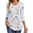 thumbnail image 2 of Fantaslook 3/4 Length Sleeve Womens Tops Dressy Casual Boho Blouses V Neck Pleated Tunic Tops Work Shirts, 2 of 8