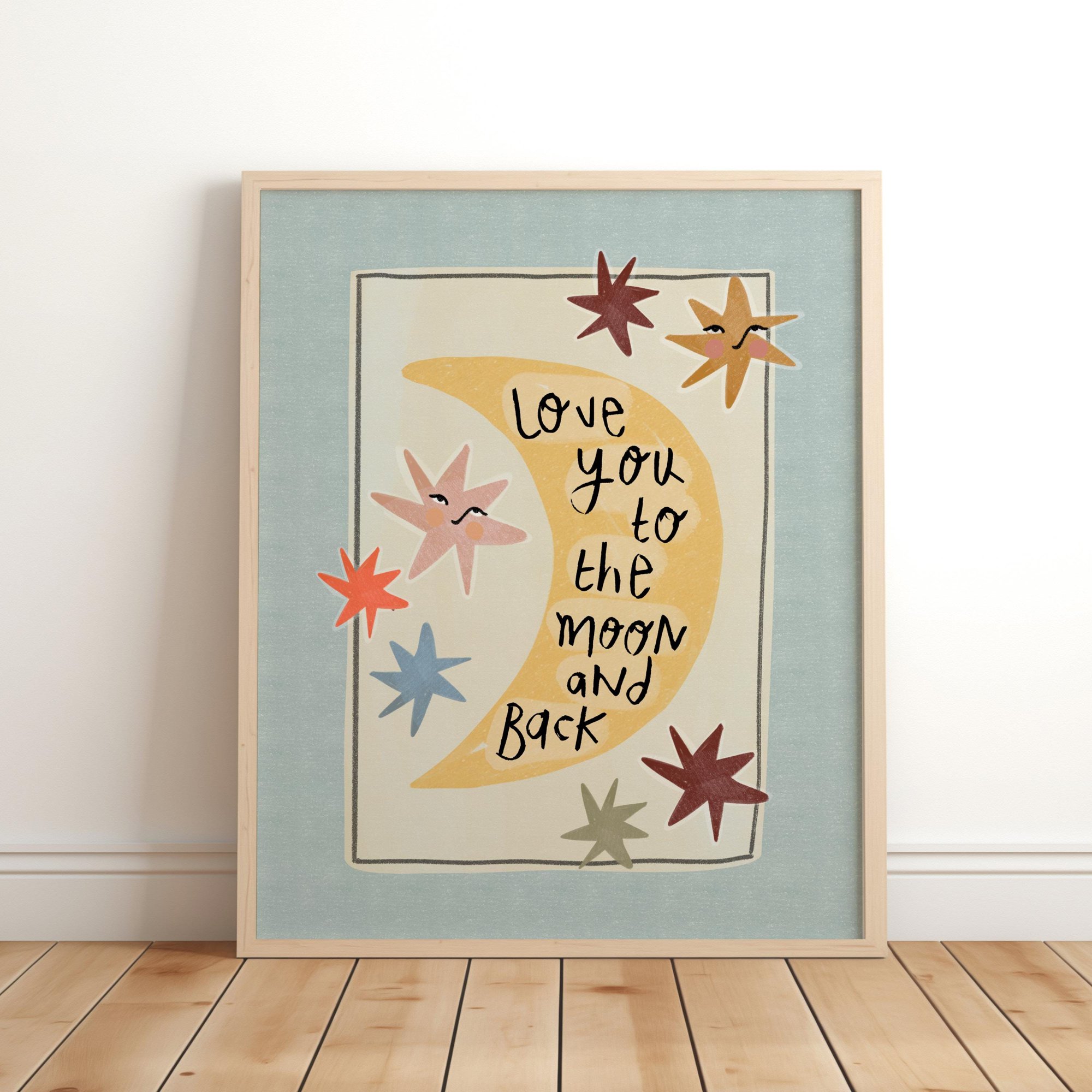Love You To The Moon & Back Quote Wall Art Print, Toddler Boys Prints, Boys Decor, Nursery Prints, Playroom Prints, Poster Only