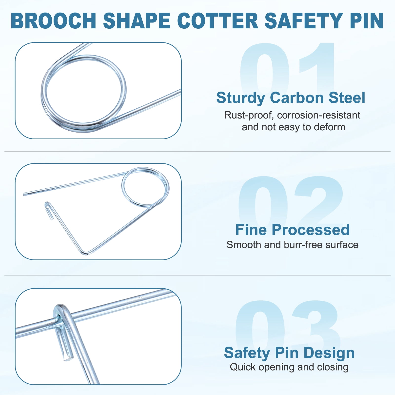 Uxcell 0.24"x5.08" Brooch Shape Cotter Safety Pin Spring Pin Fastener 2Pcs Steel Quick Lock for Farm Garden Lawn Hook Hitch