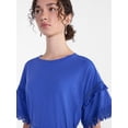 thumbnail image 5 of Scenario Women's Lace Trim Knit Dress with Short Sleeves, Sizes XS-XXXL, 5 of 6