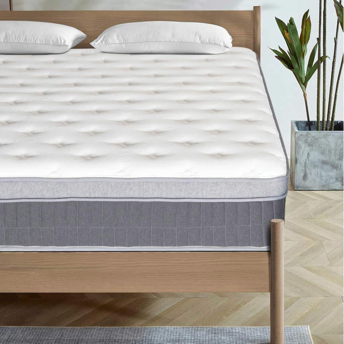 Spaco King Size Compressible Roll Up Mattress, 12 Inch Memory Foam Hybrid Mattress Including Independent Bagged Springs, Medium Firm Support, Gray