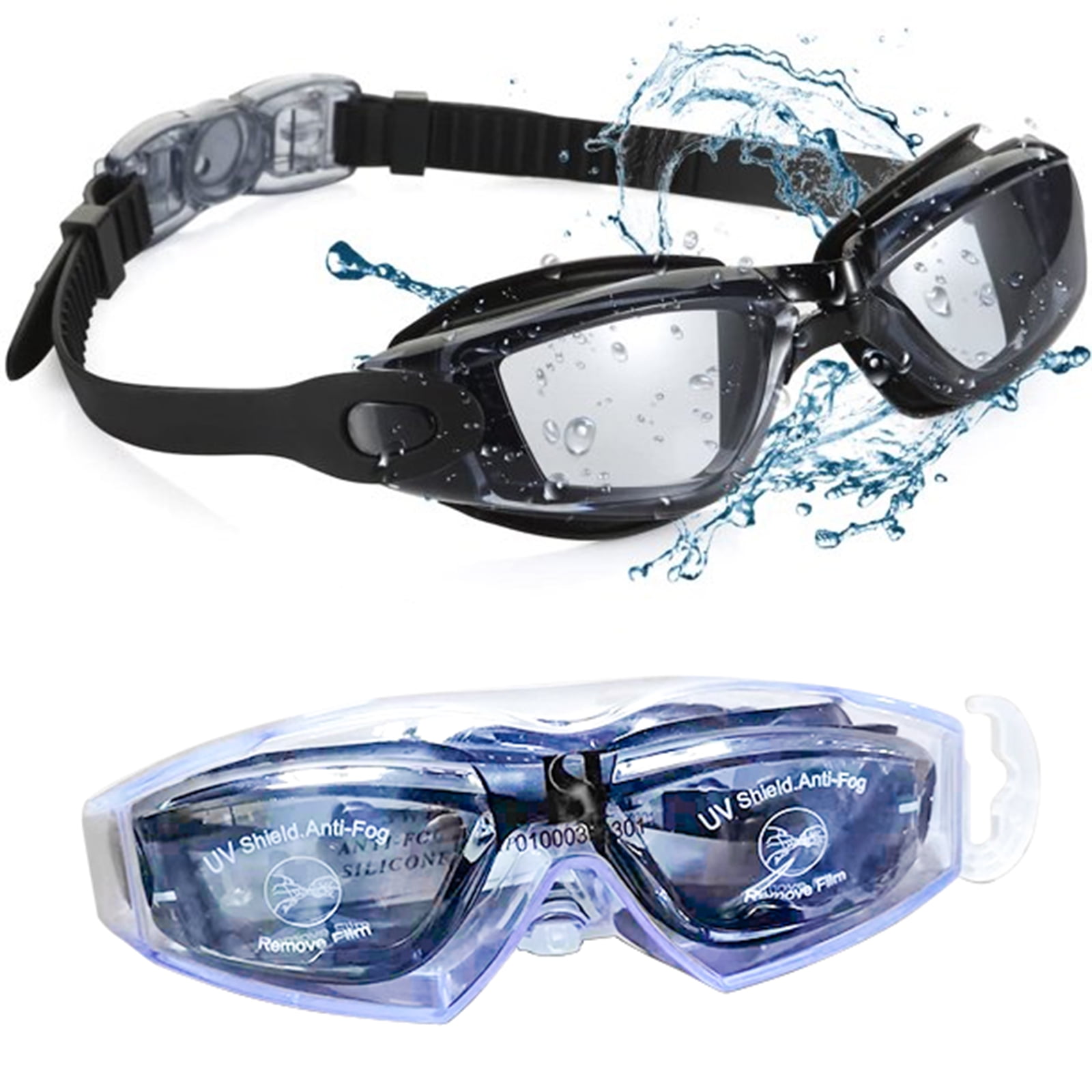 3.5 Ispeed Clear Pro Optical Swim Goggle Black UV Shield Anti Fog Adult 
