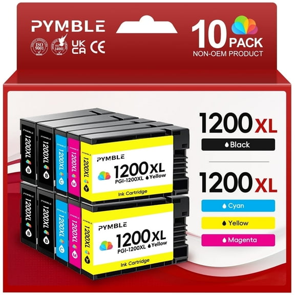 1200 Ink Cartridges Compatible for Canon PGI-1200XL PGI 1200 XL Pigment, High Yield Work with Maxify MB2720 MB2050 MB2350 MB2320 MB2020 MB2120 (4BK,2C,2M,2Y) 10 Pack