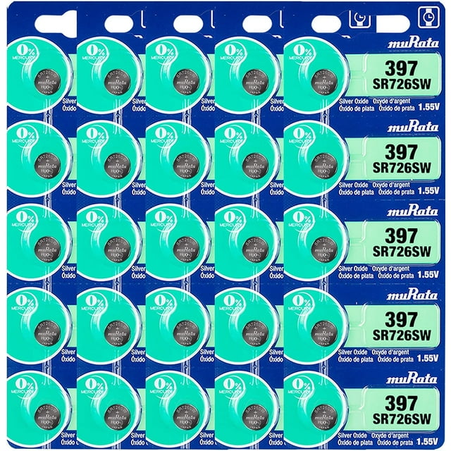 Murata 397 SR726SW Battery 1.55V Silver Oxide Watch Button Cell (25 Batteries)