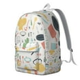 thumbnail image 2 of Vintage Waterproof School Backpack with Cute Peach & Smoked Sausage Print – Retro Kawaii Fruit and BBQ Food Design, Minimalist Pastel Fruit Pattern, Durable & Lightweight, 2 of 5