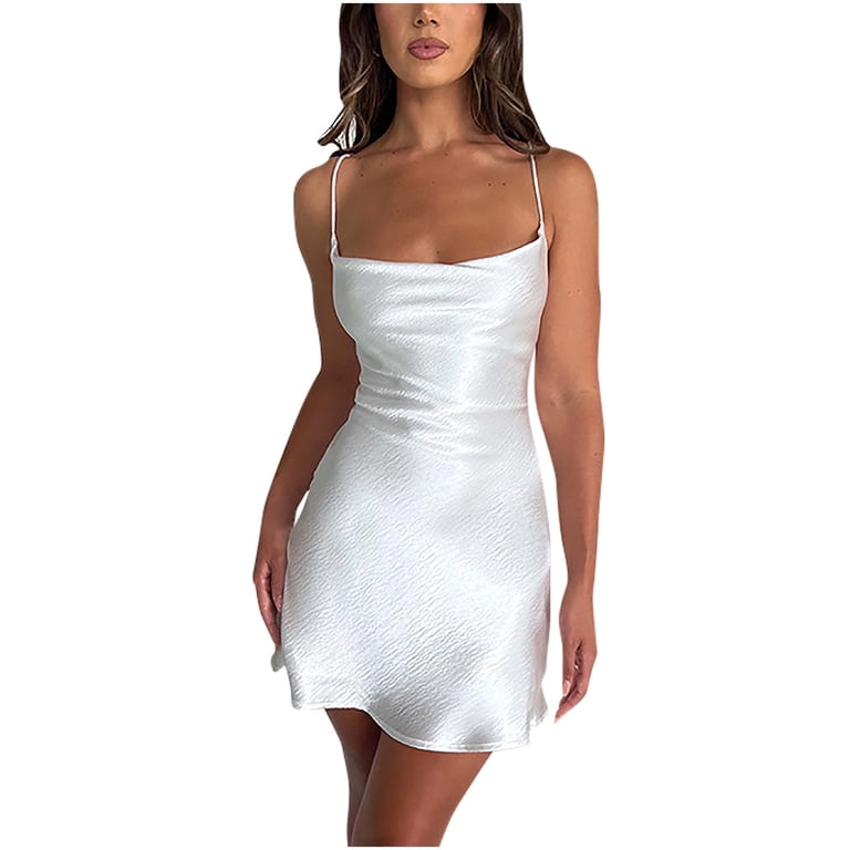 knee length dresses for ladies Women's Brynleigh A-Line Draped Spandex Mini Dress S/M/L/Customize White Mean Blvd White / M