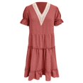 thumbnail image 5 of Sngxgn Womens Square Neck Dress Long Sleeve Side Slit Flare Mini Dresses(Red,S), 5 of 5