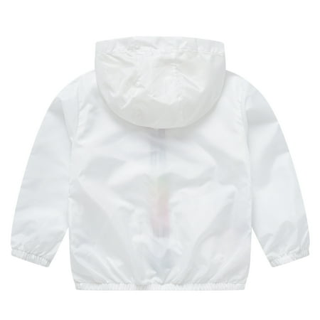 

dmqupv Kids Boys Girls Sun Protection Hoodie Jacket Toddler Lightweight Summer Breathable Outwear Girls Leather Jacket Shirt White 9 Year