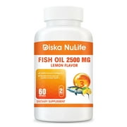 Diska Nulife Omega 3 Fish Oil - 2500mg Lemon Flavor | 60 Softgels | Healthy source of Omega-3's
