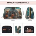 thumbnail image 2 of Bingfone Astronaut Flower Field Print Leather Makeup Bag, Portable Hand-held Zipper Female Cosmetic Bag Toiletry Bag, Suitable for Home and Travel, 2 of 6