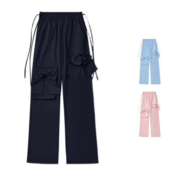 Kids Cargo Pants Waist Casual Jogger with Pocket Loose Fit Trousers Y2k Outfits 7-8 Years