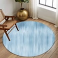 thumbnail image 3 of Round Area Rug 8 Ft, Light Blue Washable Non-Slip Circle Carpet for Living Room/Bedroom, Modern Abstract Art Ombre Striped Collection Low-Profile Large Area Rugs for Indoor, 3 of 7