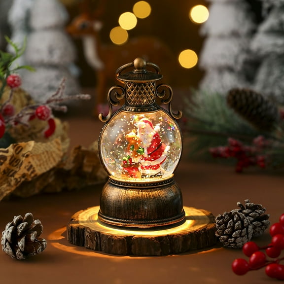 Christmas Snow Globe, Retro Santa Claus Musical Christmas Snow Globes Lantern, Lighted Christmas Water Lantern USB Lined/Battery Operated for Home Xmas Decor, Gifts for Kids Adults