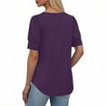 thumbnail image 6 of Zedker Short Sleeve Shirts for Women Crew Neck Womens Shirts Dressy Basics Tees Casual Loose Fit Fall Tops Purple XL, 6 of 8