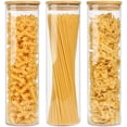thumbnail image 2 of Glass Spaghetti Pasta Storage Container with Lid 47oz, Tall Clear Airtight Food Storage Jar with Bamboo Lid Kitchen Pantry Storage Container for Noodles Flour Cereal Coffee Beans, Set of 3, 2 of 2
