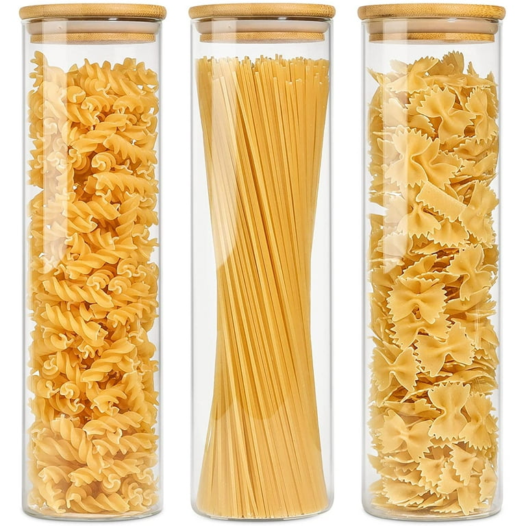 Bobasndm Tall Plastic Food Storage Spaghetti Noodle Pasta Container with  Clear Airtight Lid Dry Food Keeper Tin Cereal Crisper Box