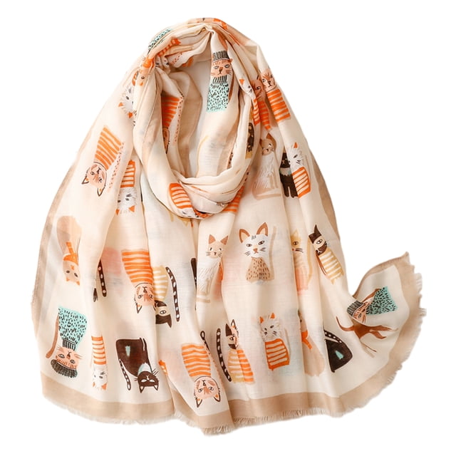 Bufanda ligera con estampado de gatitos lindos para mujer, bufanda cálida para invierno y otoño