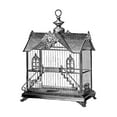 thumbnail image 3 of Catalog Illustration 20x20 Black Modern Framed Museum Art Print Titled - Etchings: Birdcage - Victorian house with steps., 3 of 5