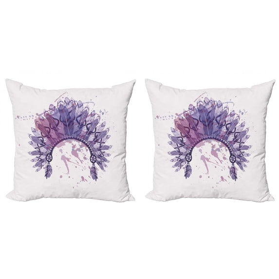 Ambesonne Tribal Throw Pillow Cover 2 Pack, Folk, 18", Pale Mauve Lavender