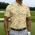 thumbnail image 3 of Mens Short Sleeve Polo Shirts Button Collar Polo Shirts Fashionable Business Athletic Casual Polo Tee Solid Color Short Sleeve Golf T Shirt,Yellow 3XL, 3 of 4