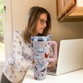 thumbnail image 3 of 40 oz Tumbler with Handle and Straw Lid Leak Proof, Chicken and Rooster Design Coffee Travel Mug with Handle Insulated for Hot and Cold Drink Ice, Mother''s Day Birthday Gifts for Women Mom, 3 of 3